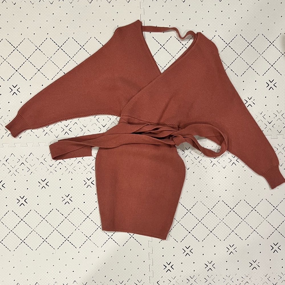 Pink knit sweater dress